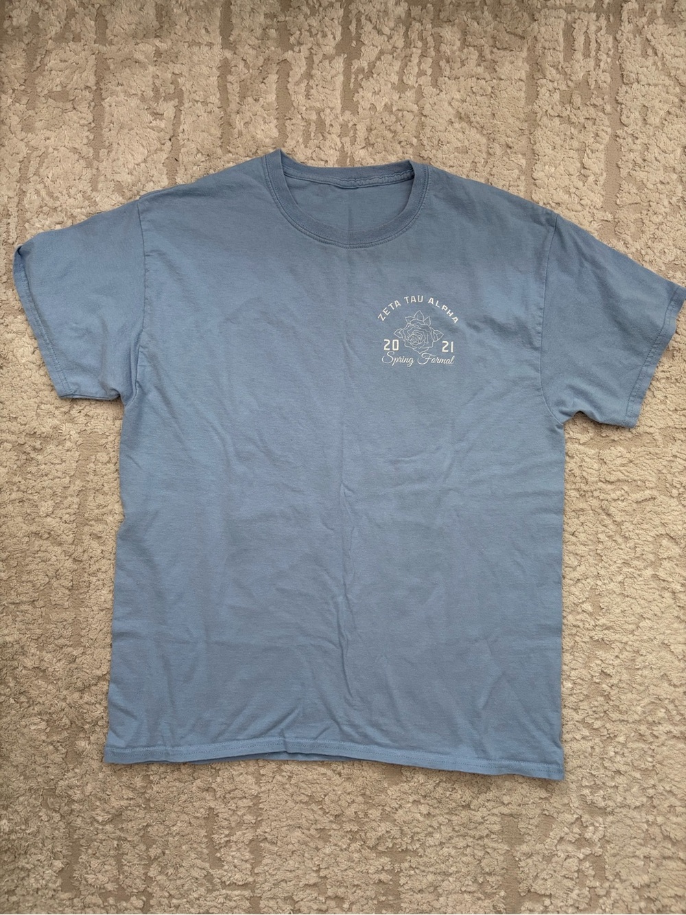 Light Blue Graphic Tee - 2021 Enchanted Forest Spring Formal zeta tau alpha L